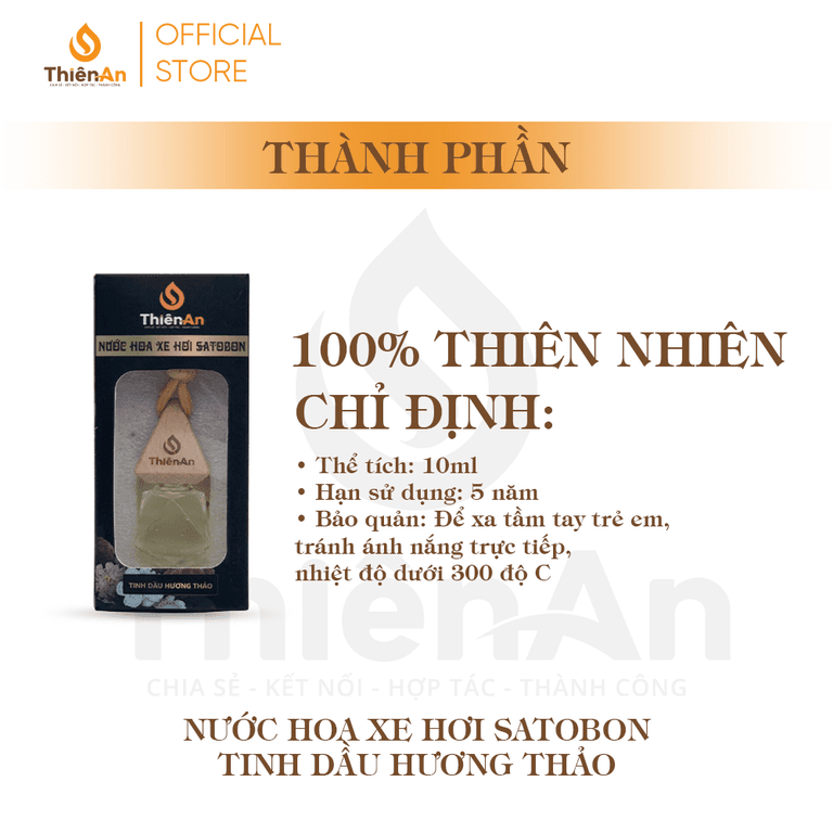 Nước hoa xe hơi SATOBON chiết xuất từ tinh dầu Hương Thảo, 100% từ thiên nhiên (8ml) Hot nhất hiện nay