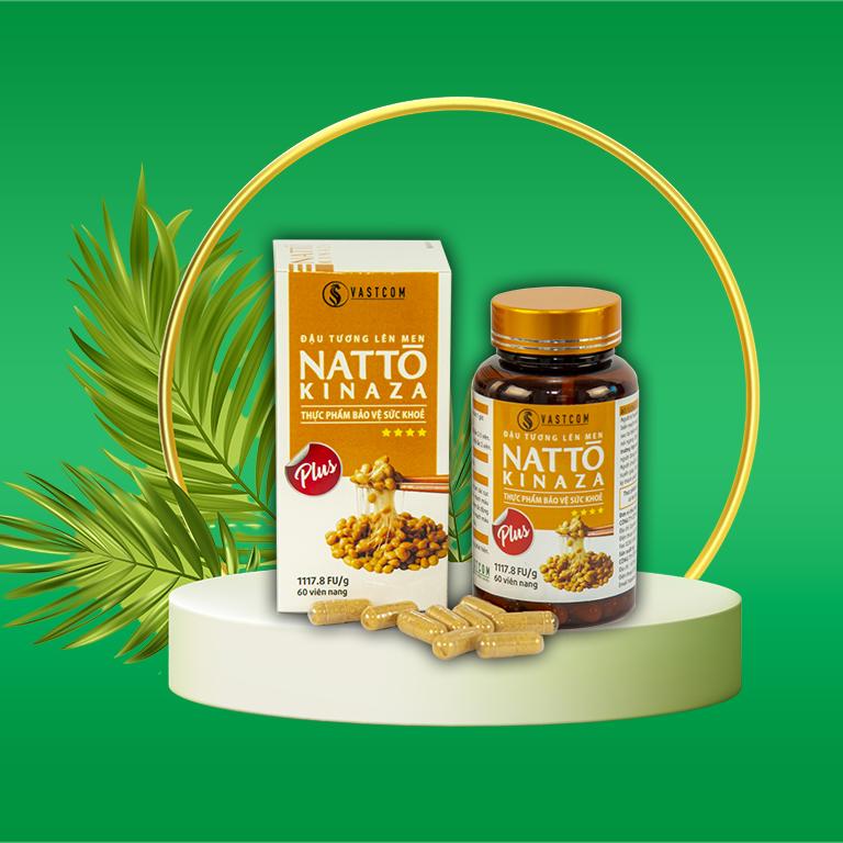 Viên uống NATTO KINAZA hỗ trợ tai biến, đột quỵ, tuần hoàn não VASTCOM hộp 60 viên